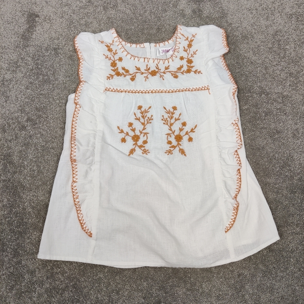 Japan Girls Tunic Top Mini Dress Size 8 Years Cotton Linen Bohemian Cottagecore